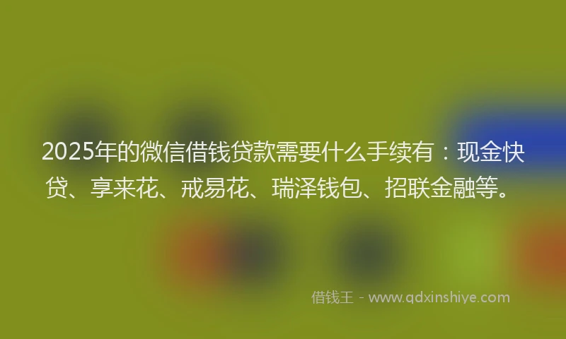 2025年的微信借钱贷款需要什么手续有：现金快贷、享来花、戒易花、瑞泽钱包、招联金融等。