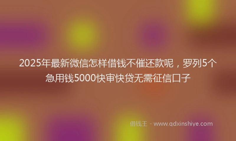 2025年最新微信怎样借钱不催还款呢，罗列5个急用钱5000快审快贷无需征信口子