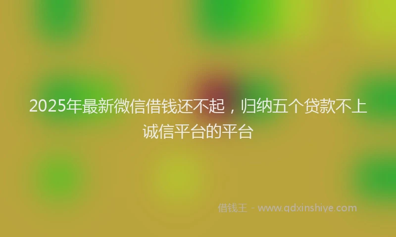 2025年最新微信借钱还不起，归纳五个贷款不上诚信平台的平台