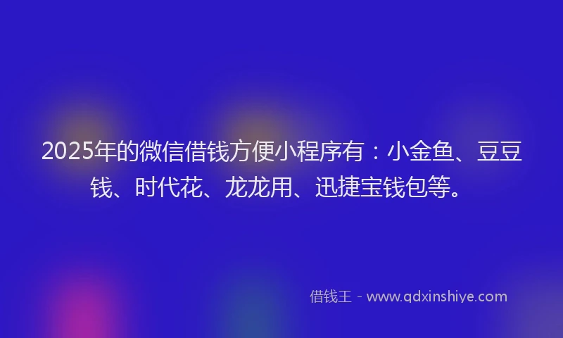 2025年的微信借钱方便小程序有：小金鱼、豆豆钱、时代花、龙龙用、迅捷宝钱包等。