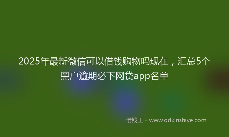 2025年最新微信可以借钱购物吗现在，汇总5个黑户逾期必下网贷app名单
