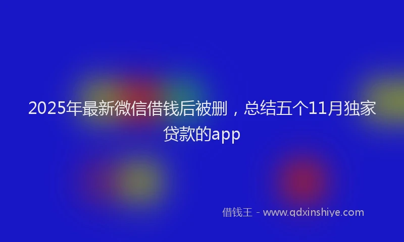 2025年最新微信借钱后被删，总结五个11月独家贷款的app