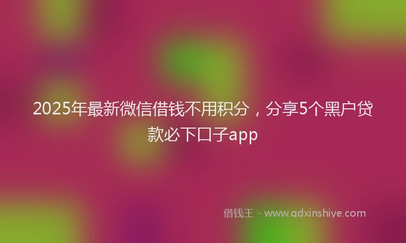 2025年最新微信借钱不用积分，分享5个黑户贷款必下口子app