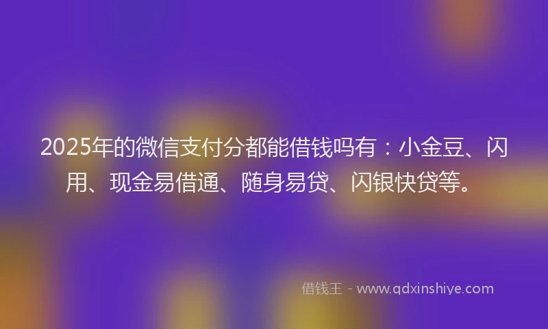 2025年的微信支付分都能借钱吗有：小金豆、闪用、现金易借通、随身易贷、闪银快贷等。