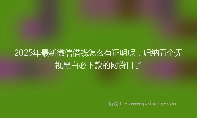 2025年最新微信借钱怎么有证明呢，归纳五个无视黑白必下款的网贷口子