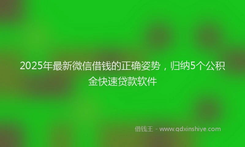 2025年最新微信借钱的正确姿势，归纳5个公积金快速贷款软件