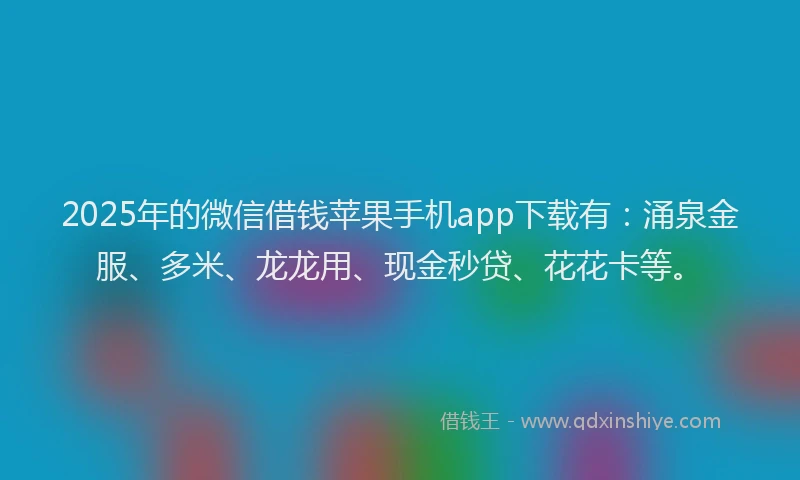 2025年的微信借钱苹果手机app下载有：涌泉金服、多米、龙龙用、现金秒贷、花花卡等。