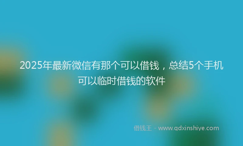 2025年最新微信有那个可以借钱，总结5个手机可以临时借钱的软件