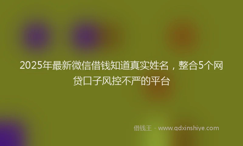 2025年最新微信借钱知道真实姓名，整合5个网贷口子风控不严的平台