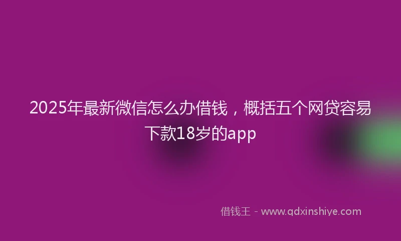 2025年最新微信怎么办借钱，概括五个网贷容易下款18岁的app