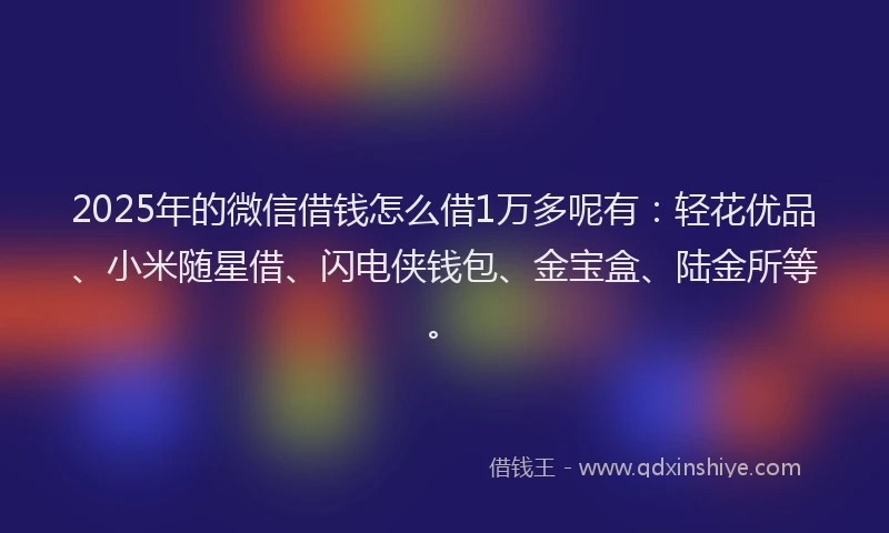 2025年的微信借钱怎么借1万多呢有：轻花优品、小米随星借、闪电侠钱包、金宝盒、陆金所等。
