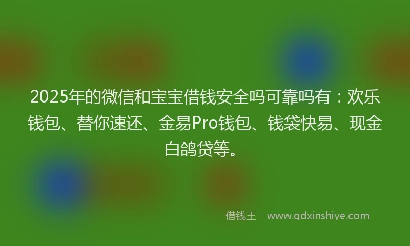2025年的微信和宝宝借钱安全吗可靠吗有：欢乐钱包、替你速还、金易Pro钱包、钱袋快易、现金白鸽贷等。
