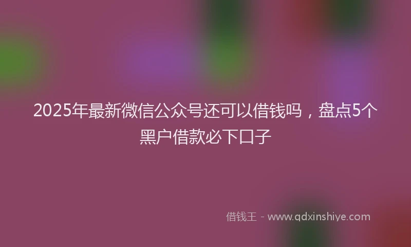 2025年最新微信公众号还可以借钱吗，盘点5个黑户借款必下口子