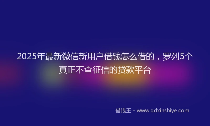 2025年最新微信新用户借钱怎么借的，罗列5个真正不查征信的贷款平台