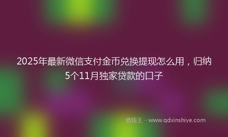 2025年最新微信支付金币兑换提现怎么用，归纳5个11月独家贷款的口子