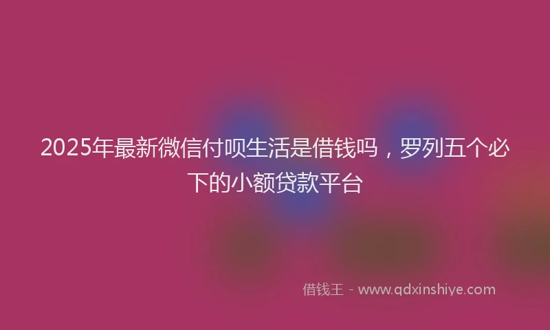 2025年最新微信付呗生活是借钱吗，罗列五个必下的小额贷款平台