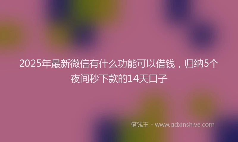 2025年最新微信有什么功能可以借钱，归纳5个夜间秒下款的14天口子