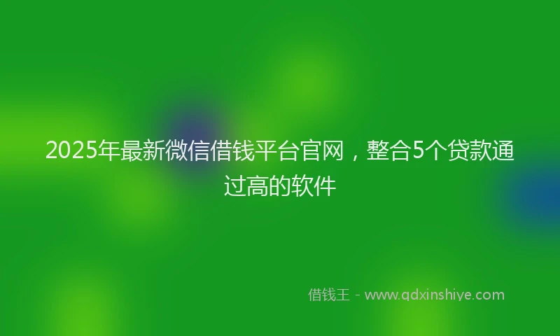 2025年最新微信借钱平台官网，整合5个贷款通过高的软件