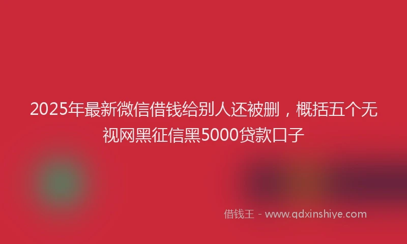 2025年最新微信借钱给别人还被删，概括五个无视网黑征信黑5000贷款口子