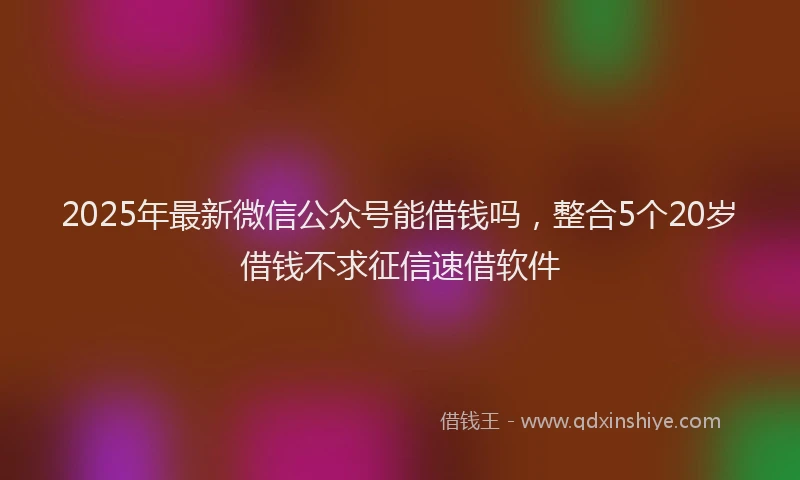 2025年最新微信公众号能借钱吗，整合5个20岁借钱不求征信速借软件