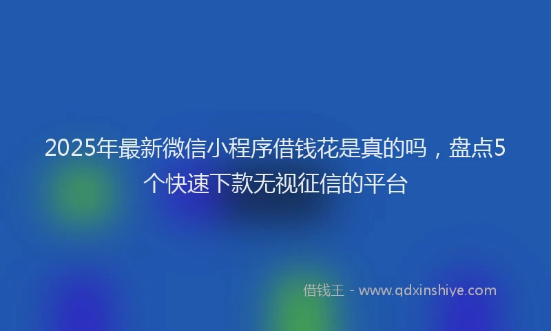 2025年最新微信小程序借钱花是真的吗，盘点5个快速下款无视征信的平台