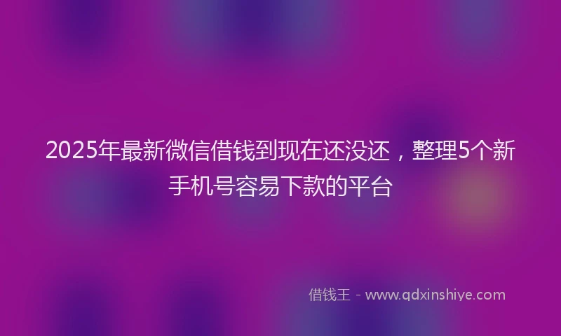2025年最新微信借钱到现在还没还，整理5个新手机号容易下款的平台