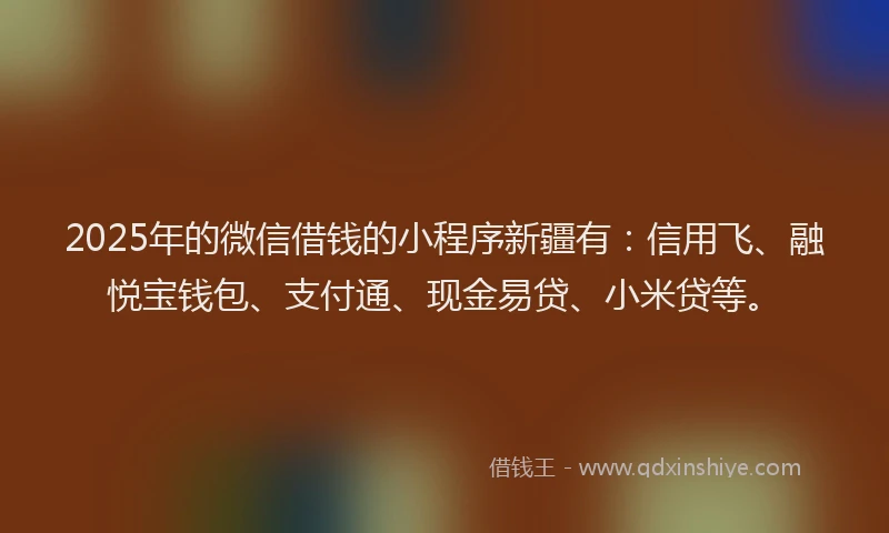 2025年的微信借钱的小程序新疆有：信用飞、融悦宝钱包、支付通、现金易贷、小米贷等。