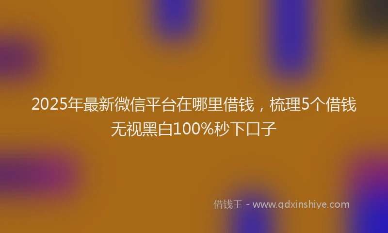 2025年最新微信平台在哪里借钱，梳理5个借钱无视黑白100%秒下口子