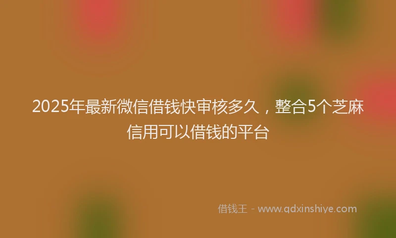 2025年最新微信借钱快审核多久，整合5个芝麻信用可以借钱的平台