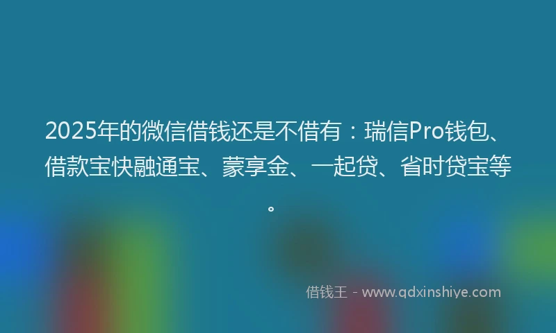 2025年的微信借钱还是不借有：瑞信Pro钱包、借款宝快融通宝、蒙享金、一起贷、省时贷宝等。
