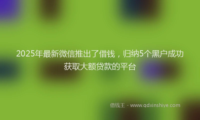 2025年最新微信推出了借钱，归纳5个黑户成功获取大额贷款的平台
