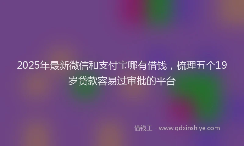 2025年最新微信和支付宝哪有借钱，梳理五个19岁贷款容易过审批的平台