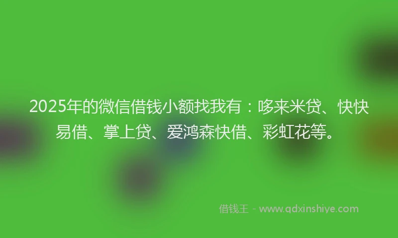 2025年的微信借钱小额找我有：哆来米贷、快快易借、掌上贷、爱鸿森快借、彩虹花等。