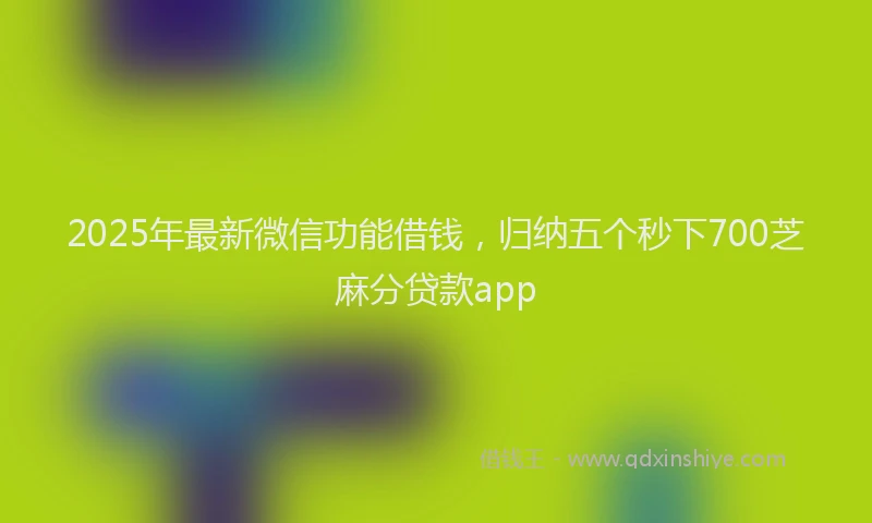 2025年最新微信功能借钱，归纳五个秒下700芝麻分贷款app