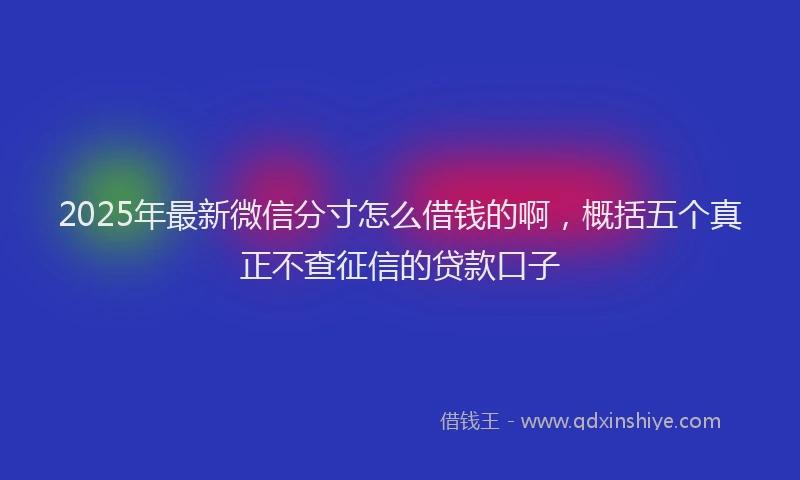 2025年最新微信分寸怎么借钱的啊，概括五个真正不查征信的贷款口子