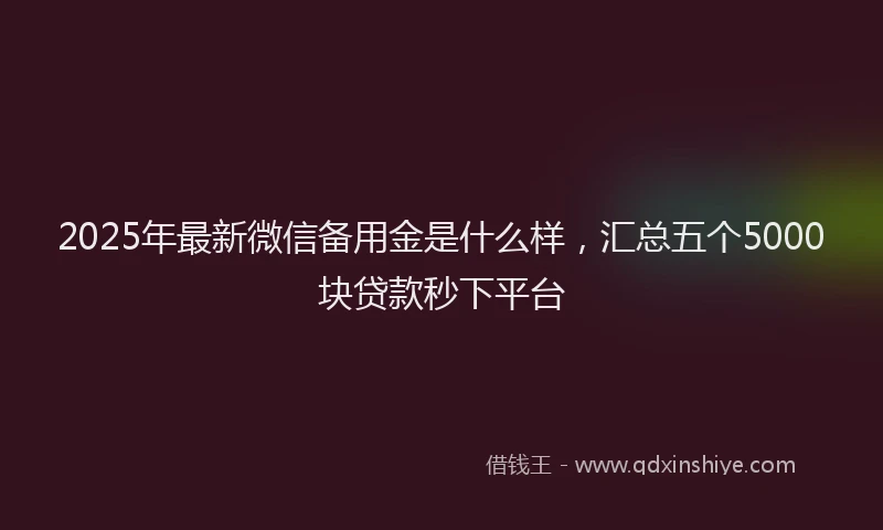 2025年最新微信备用金是什么样，汇总五个5000块贷款秒下平台