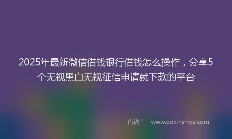 2025年最新微信借钱银行借钱怎么操作，分享5个无视黑白无视征信申请就下款的平台