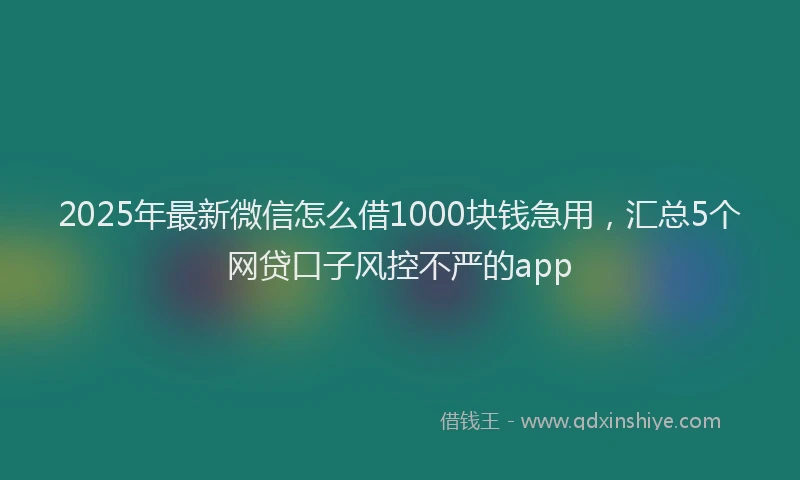 2025年最新微信怎么借1000块钱急用，汇总5个网贷口子风控不严的app