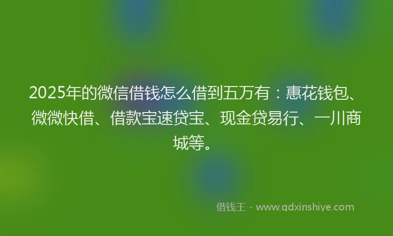 2025年的微信借钱怎么借到五万有：惠花钱包、微微快借、借款宝速贷宝、现金贷易行、一川商城等。