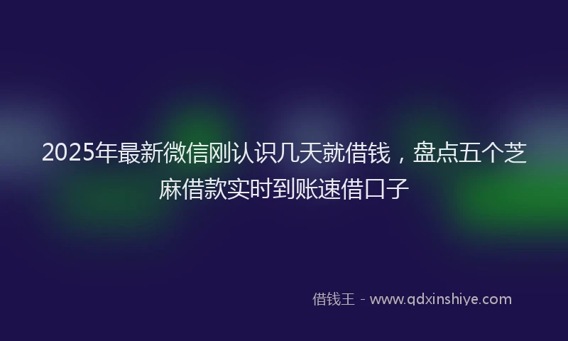 2025年最新微信刚认识几天就借钱，盘点五个芝麻借款实时到账速借口子