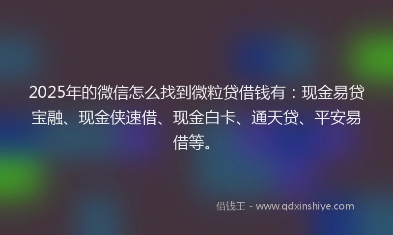 2025年的微信怎么找到微粒贷借钱有：现金易贷宝融、现金侠速借、现金白卡、通天贷、平安易借等。