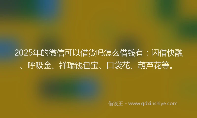 2025年的微信可以借货吗怎么借钱有：闪借快融、呼吸金、祥瑞钱包宝、口袋花、葫芦花等。