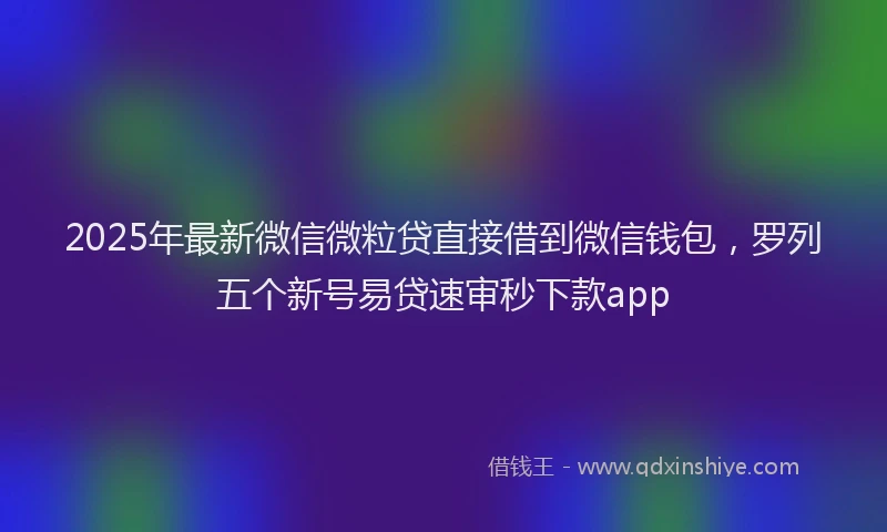 2025年最新微信微粒贷直接借到微信钱包，罗列五个新号易贷速审秒下款app