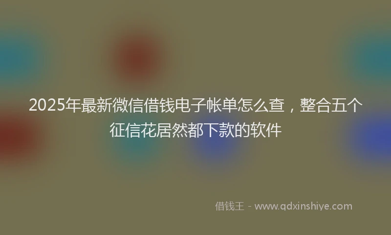 2025年最新微信借钱电子帐单怎么查，整合五个征信花居然都下款的软件