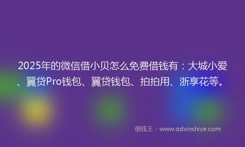 2025年的微信借小贝怎么免费借钱有：大城小爱、翼贷Pro钱包、翼贷钱包、拍拍用、浙享花等。