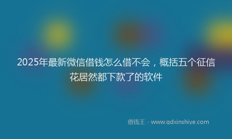 2025年最新微信借钱怎么借不会，概括五个征信花居然都下款了的软件