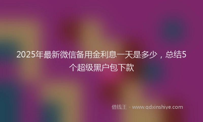 2025年最新微信备用金利息一天是多少，总结5个超级黑户包下款