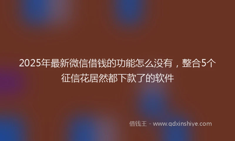 2025年最新微信借钱的功能怎么没有，整合5个征信花居然都下款了的软件