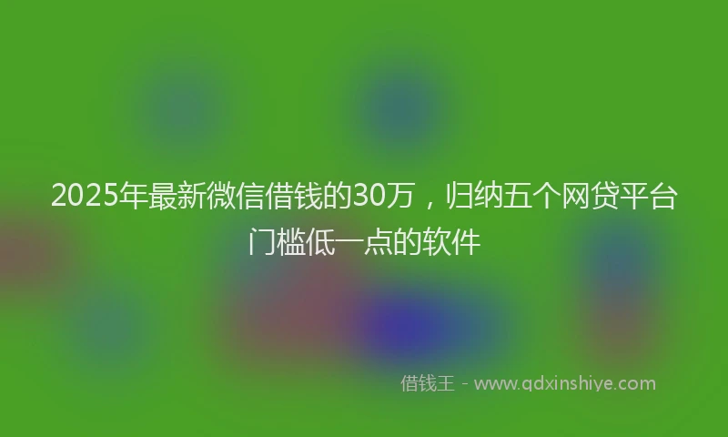 2025年最新微信借钱的30万，归纳五个网贷平台门槛低一点的软件