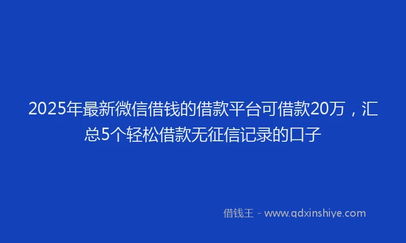 2025年最新微信借钱的借款平台可借款20万，汇总5个轻松借款无征信记录的口子